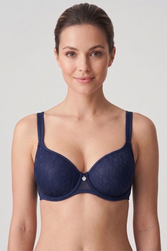 BEST BRA - Best Bra Kadın Sütyen Balenli Tül Jakarlı C Cup Desteksiz - Lacivert