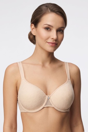 BEST BRA - Best Bra Kadın Sütyen Balenli Tül Jakarlı C Cup Desteksiz - Ten