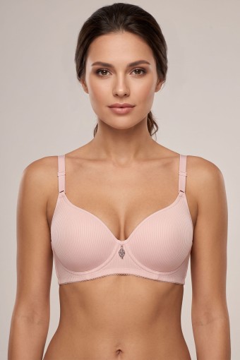 BEST BRA - Best Bra Kadın Sütyen Balensiz Çizgili Göğüs Altı Özel Doku Desteksiz C Cup - Pudra
