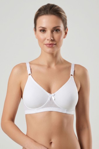 BEST BRA - Best Bra Kadın Sütyen Balensiz Delikli Kumaş Desteksiz - Beyaz