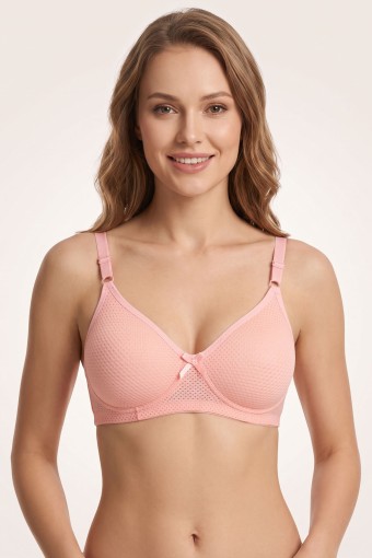 BEST BRA - Best Bra Kadın Sütyen Balensiz Delikli Kumaş Desteksiz - Somon