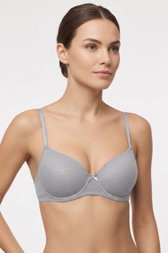 BEST BRA - Best Bra Kadın Sütyen Balensiz Nokta Jakarlı Hafif Destekli - Gri