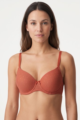 BEST BRA - Best Bra Kadın Sütyen Balensiz Nokta Jakarlı Hafif Destekli - Kiremit