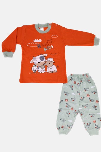 BİBERON BEBE - Biberon Bebe Unisex Bebek Kuzu Baskılı 2'li Takım - Şeftali