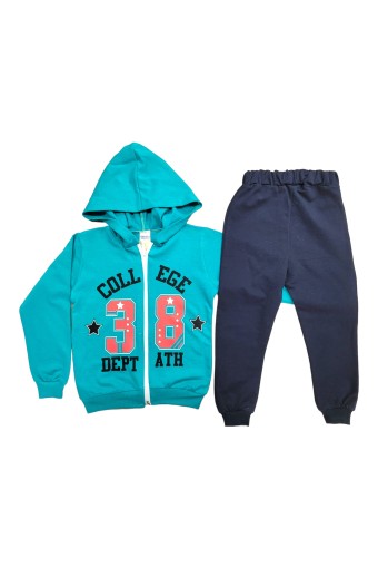 BILKON - Bilkon Erkek Bebek Uzun Kollu Önden Fermuarlı 2'li Takım 38 Yazılı - Koyu Yeşil