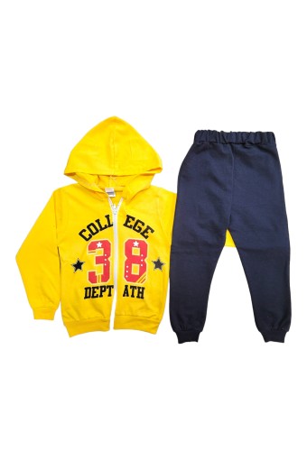 BILKON - Bilkon Erkek Bebek Uzun Kollu Önden Fermuarlı 2'li Takım 38 Yazılı - Sarı