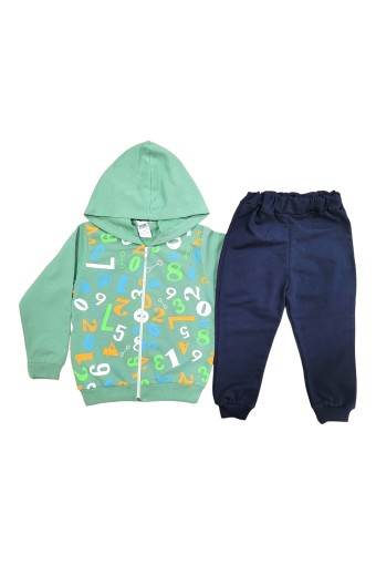 BILKON - Bilkon Erkek Bebek Uzun Kollu Önden Fermuarlı 2'li Takım - Su Yeşili