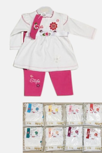 BİRİZ - Biriz Kız Bebek Çiçekli Bandanalı Takım (1)