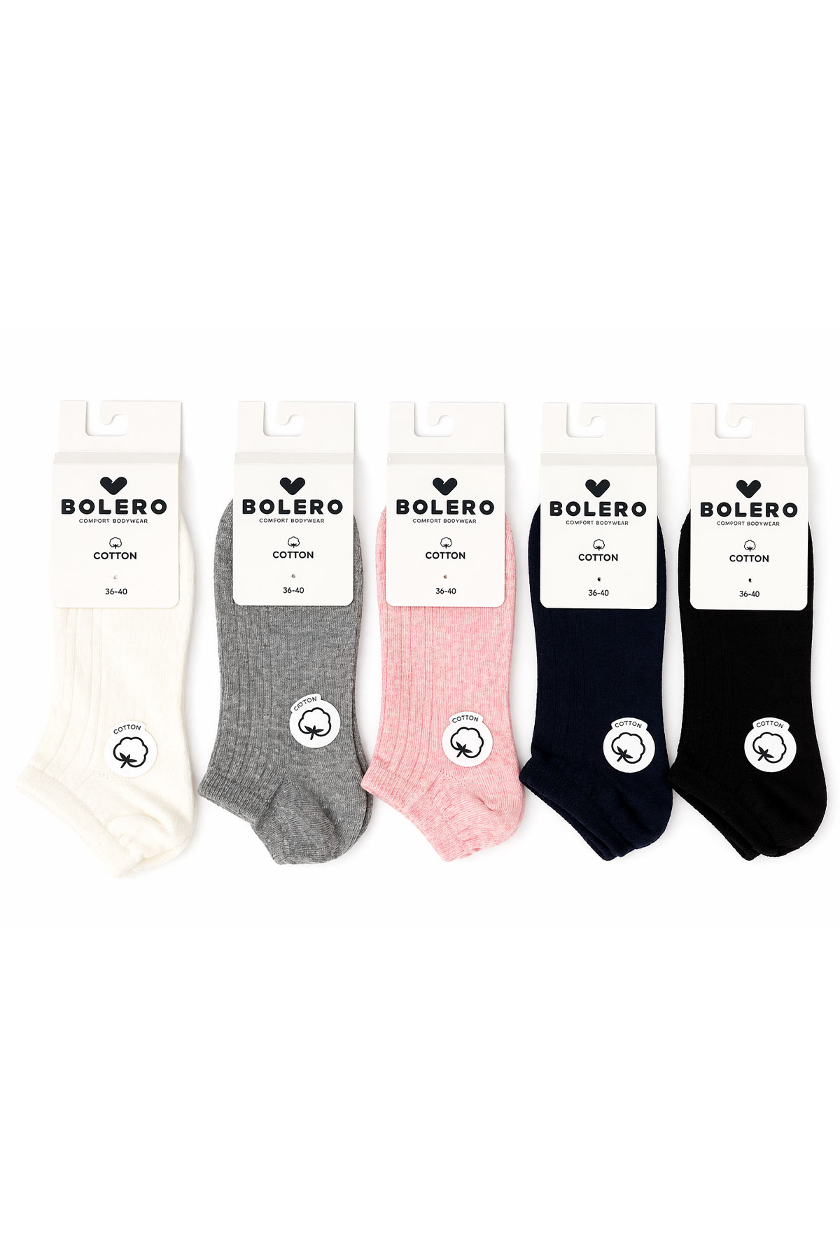 Bolero Kadın Patik Çorap Dikişsiz Fitilli - Thumbnail