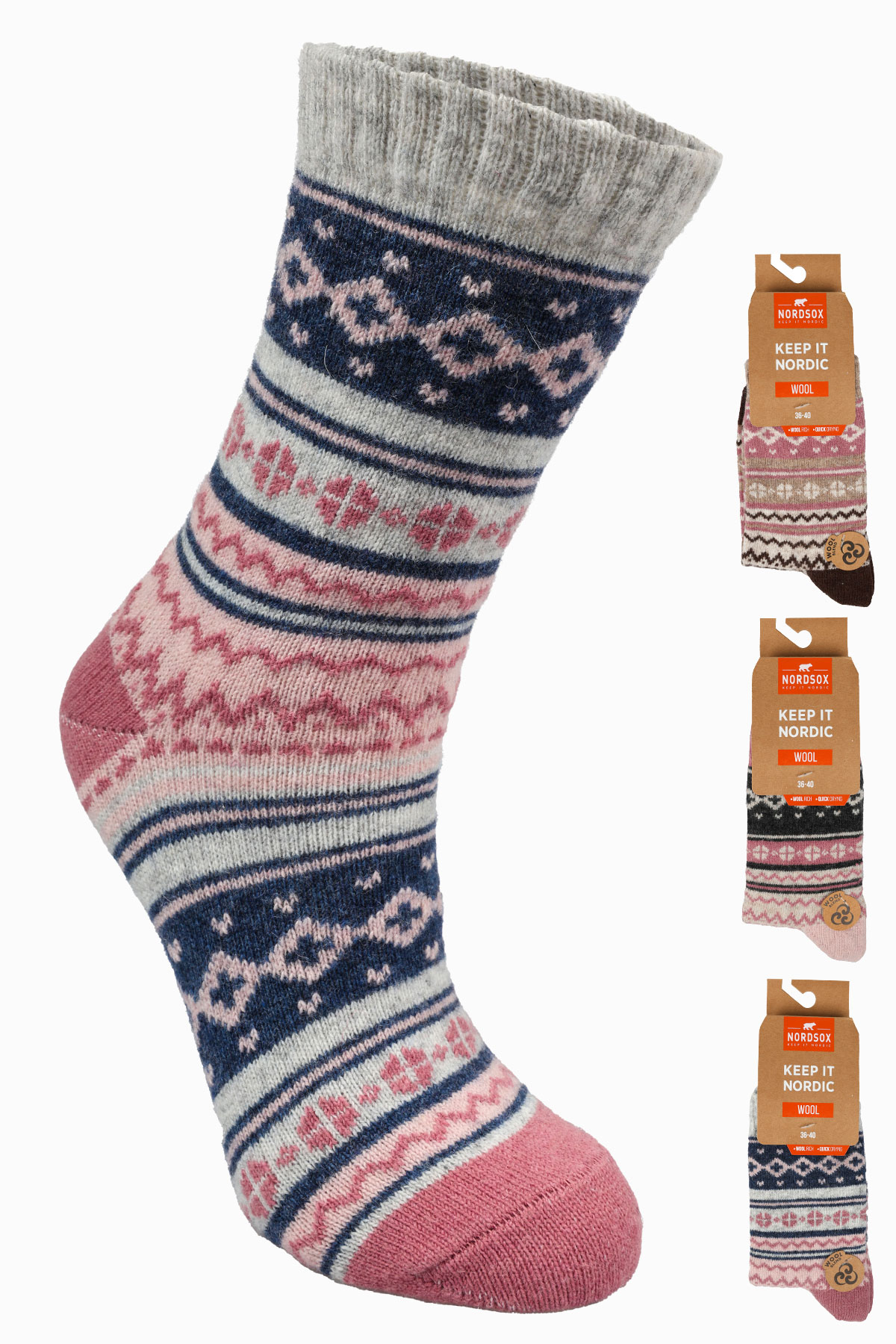 Bolero Kadın Soket Çorap Angora Yün Kilim Desenli - Thumbnail