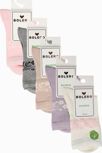 BOLERO - Bolero Kadın Soket Çorap Bambu Çiçek Desenli (1)