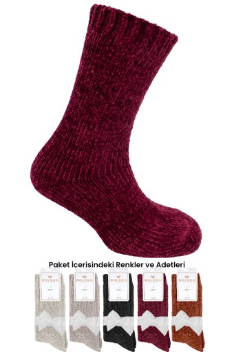 BOLERO - Bolero Kadın Soket Çorap Şonil Desen Kadife