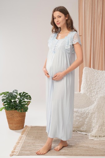 BONE PİJAMA - Bone Kadın Lohusa Gecelik Kol Dantel