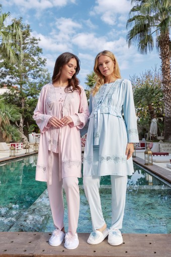 BONE PİJAMA - Bone Kadın Viskon Lohusa 3'lü Takım