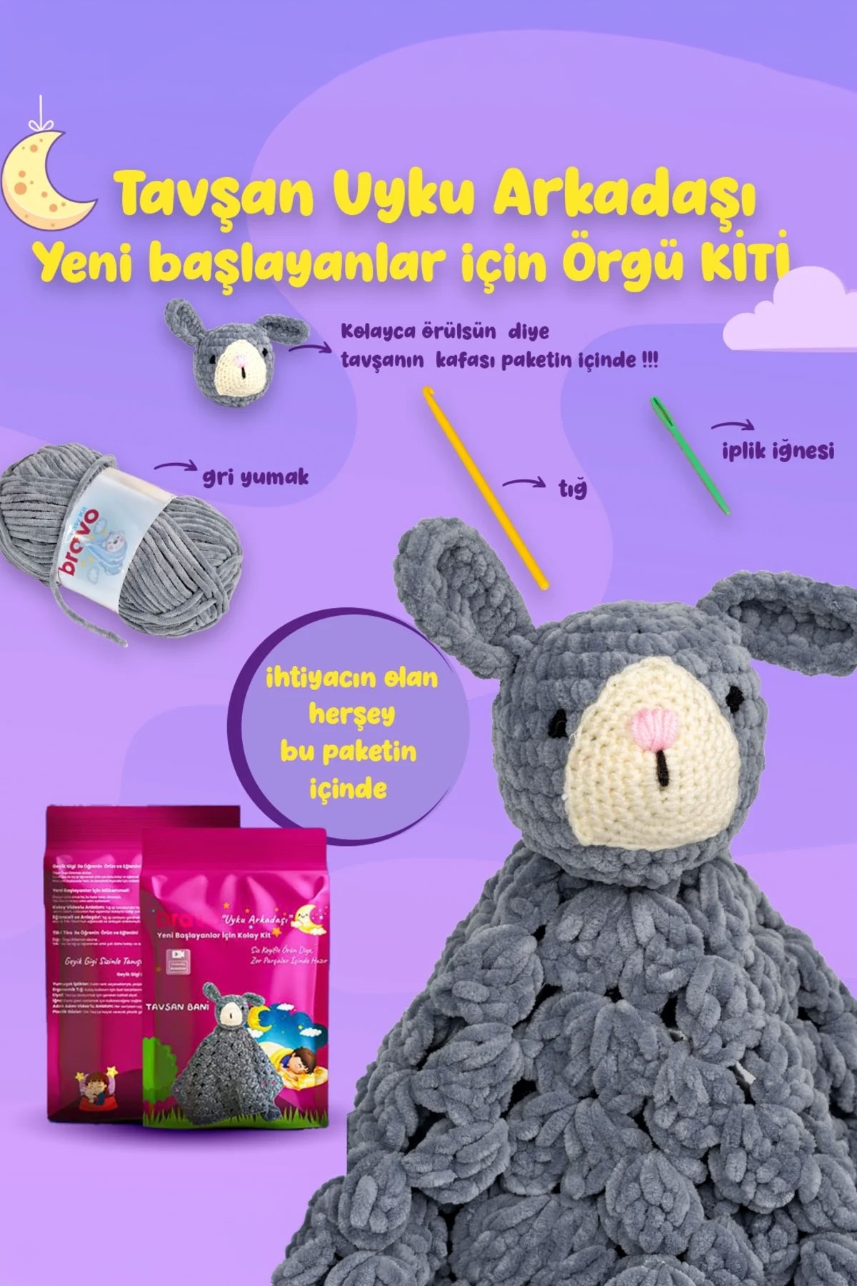 Bravo Easy Kit Tavşan Örgü Kiti - Thumbnail