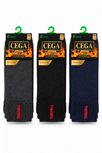 ÇEGA - Cega Erkek Yarım Konç Çorap Dikişsiz Termal Bambu