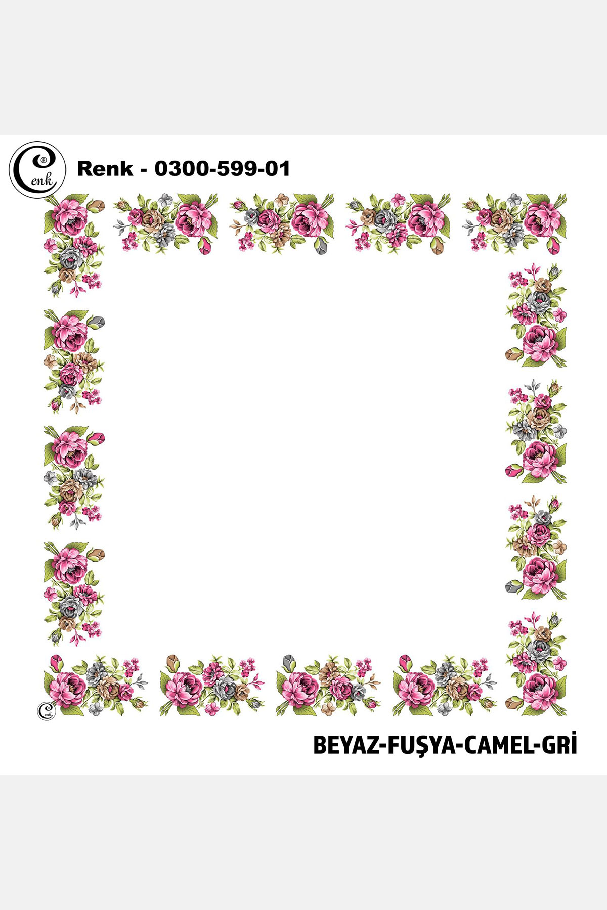 Cenk Kadın İçi Boş Yazma Baskılı İthal Desen 599 100x100cm - Thumbnail