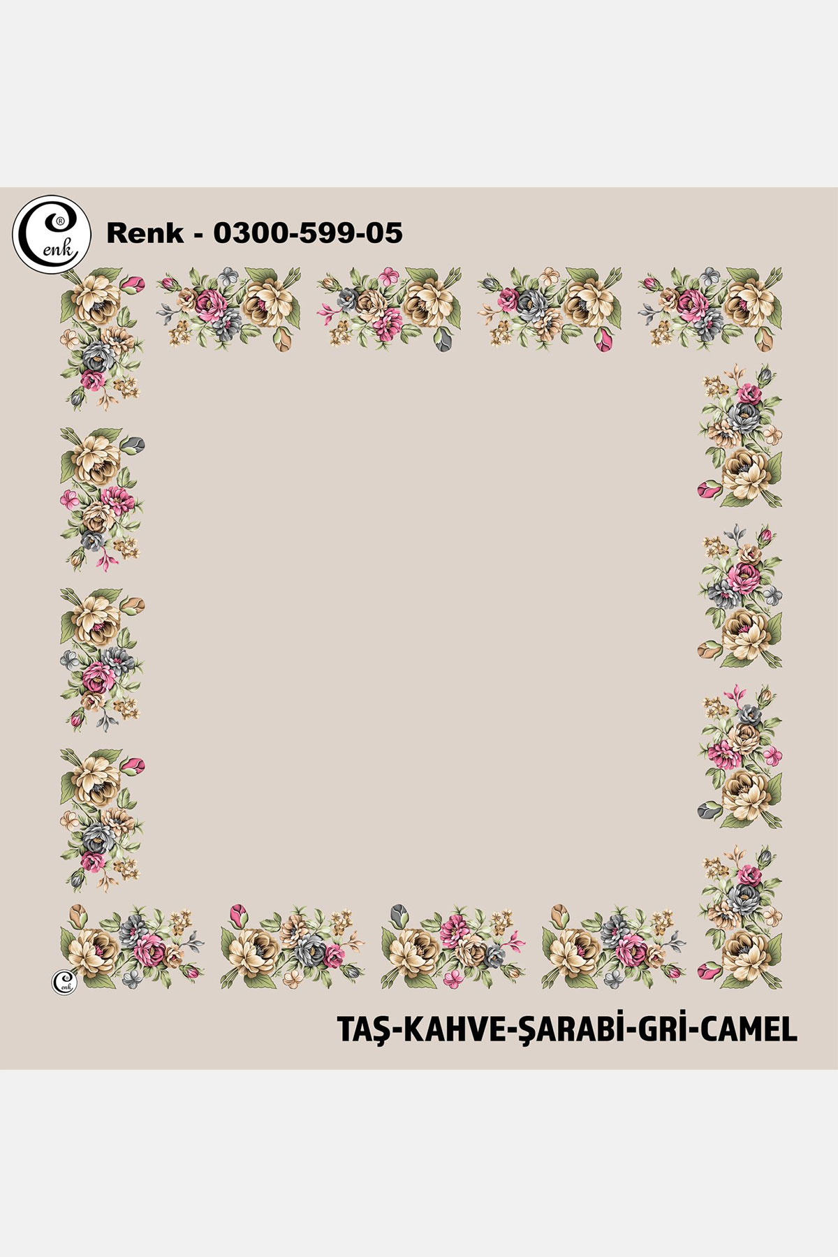 Cenk Kadın İçi Boş Yazma Baskılı İthal Desen 599 100x100cm - Thumbnail