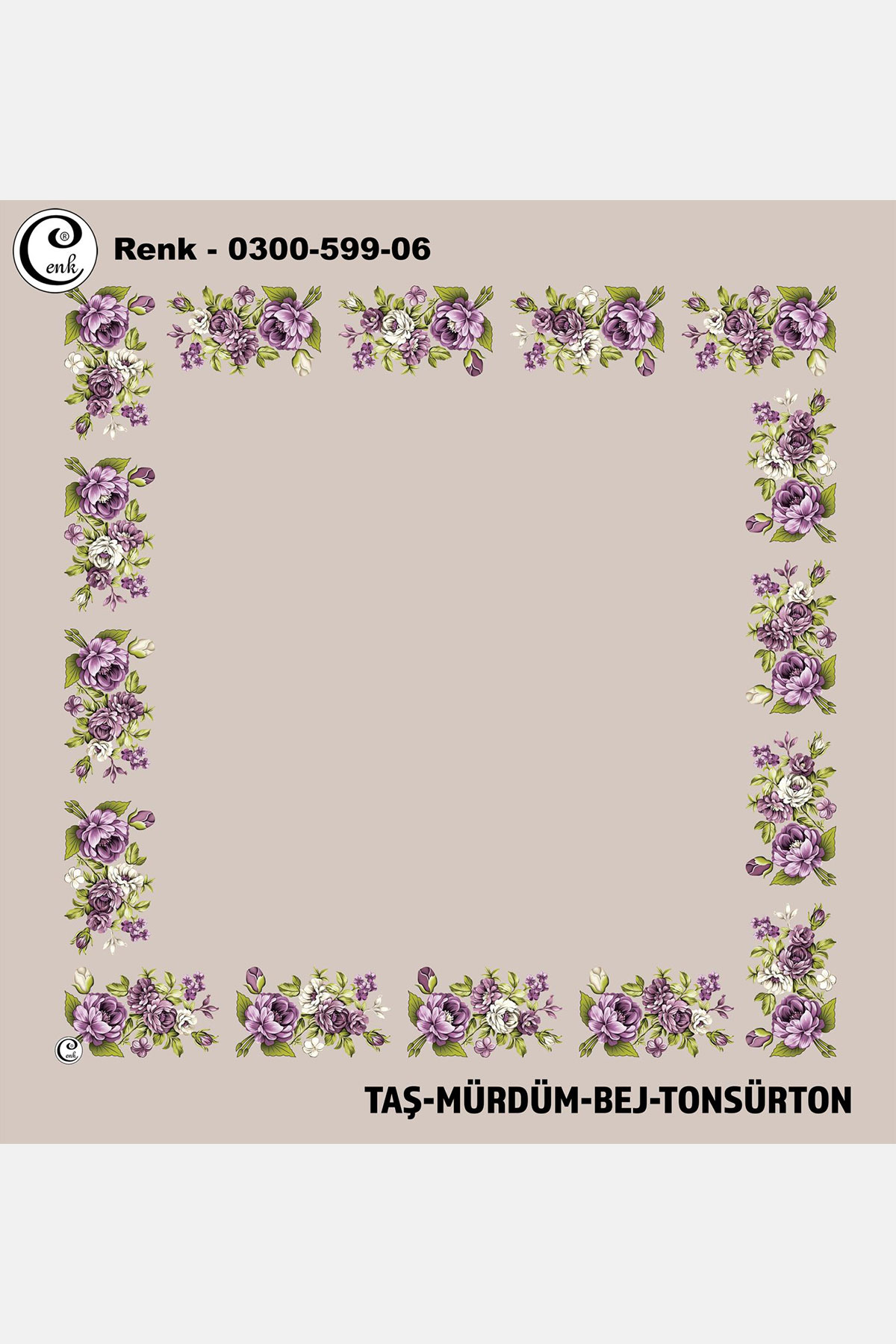 Cenk Kadın İçi Boş Yazma Baskılı İthal Desen 599 100x100cm - Thumbnail