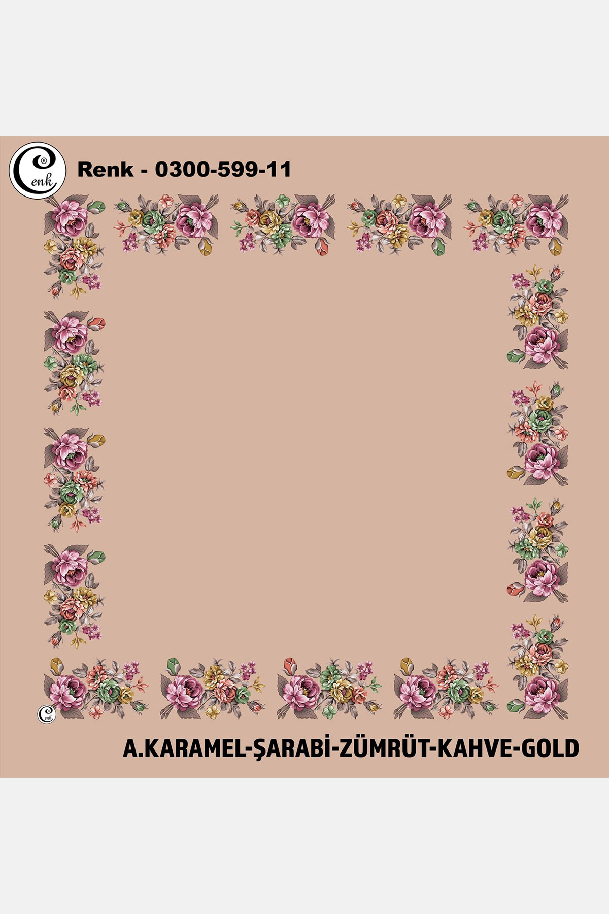 Cenk Kadın İçi Boş Yazma Baskılı İthal Desen 599 100x100cm - Thumbnail