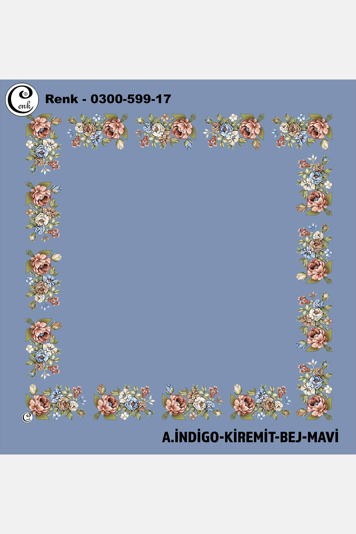 Cenk Kadın İçi Boş Yazma Baskılı İthal Desen 599 100x100cm - Thumbnail