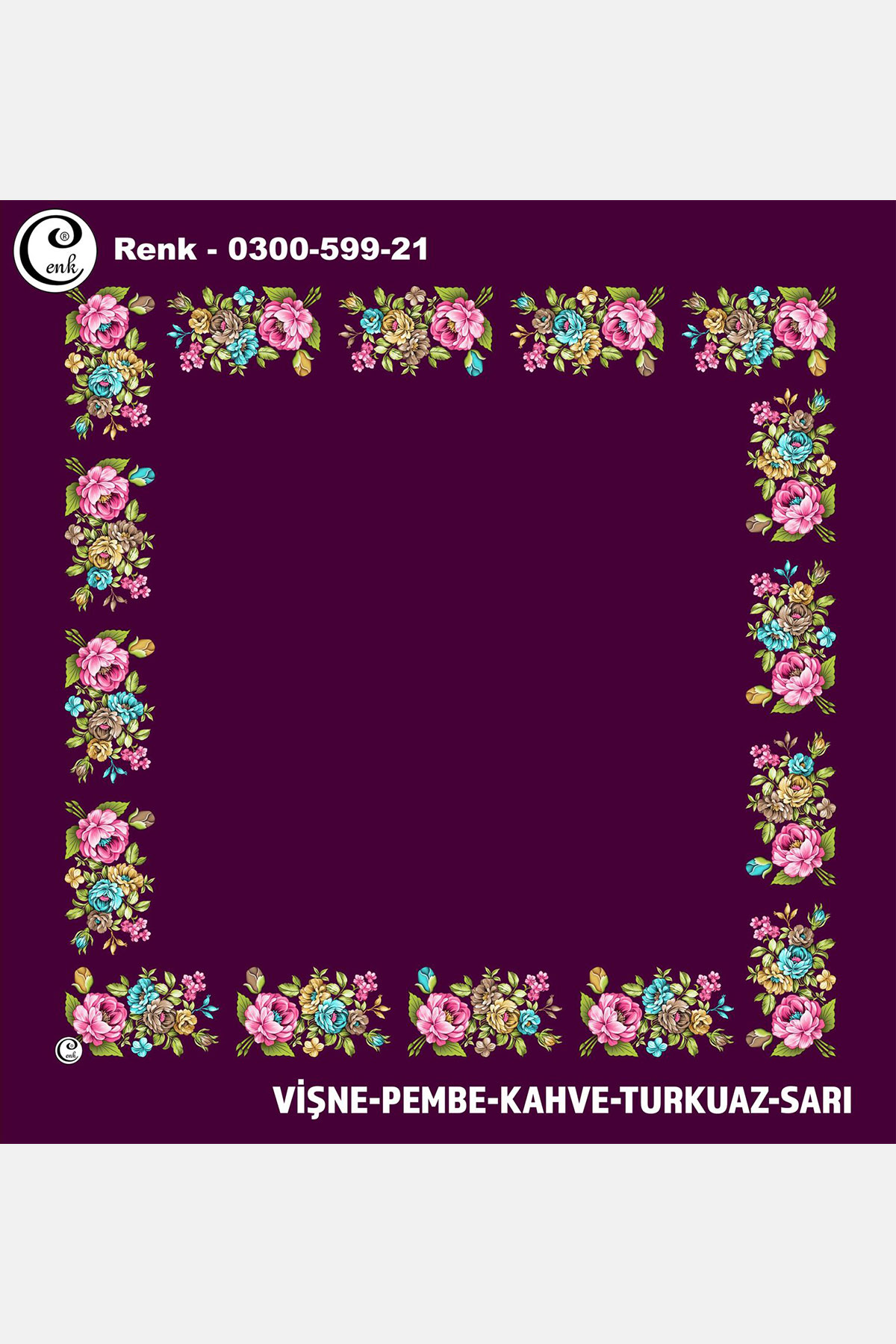 Cenk Kadın İçi Boş Yazma Baskılı İthal Desen 599 100x100cm - Thumbnail