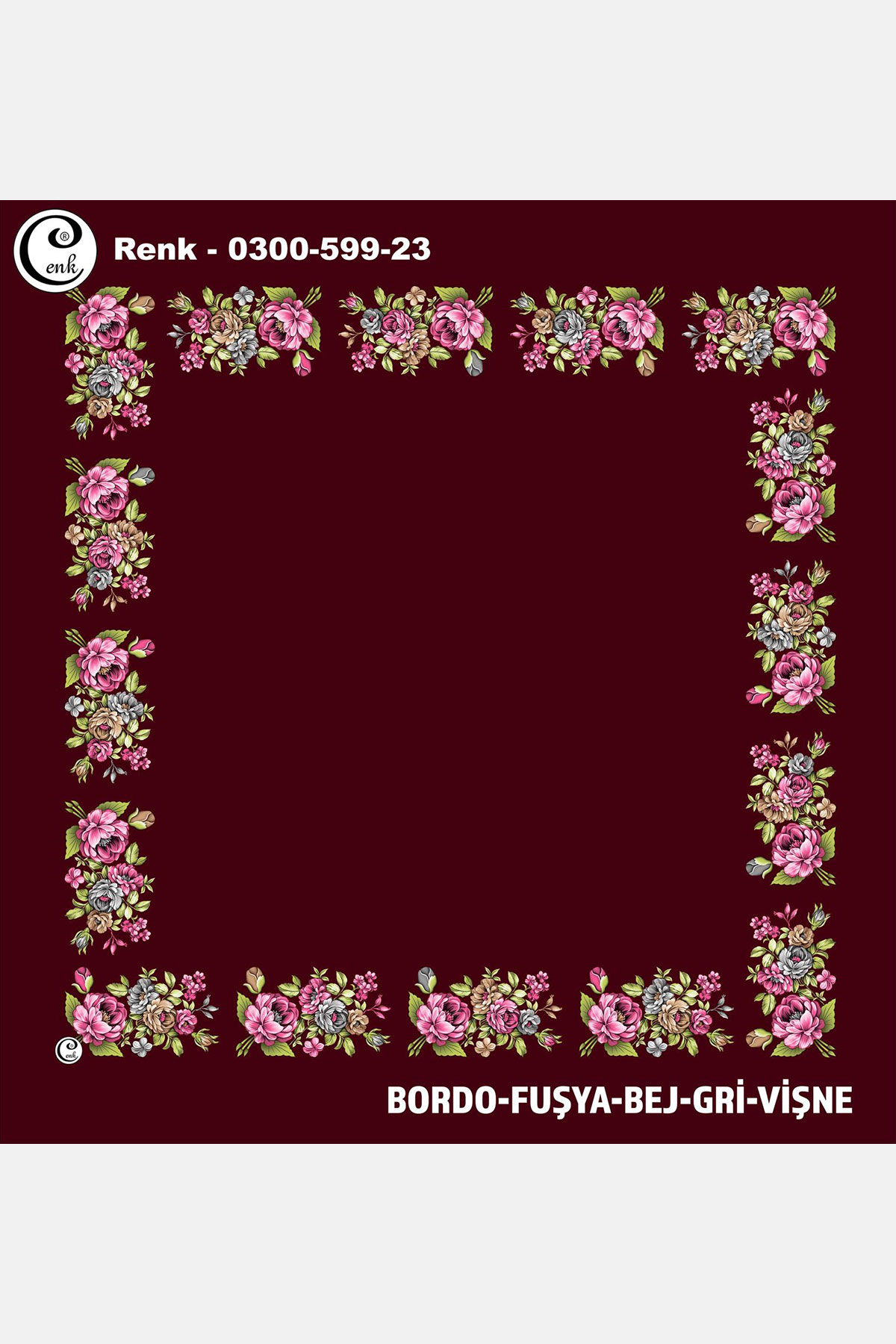 Cenk Kadın İçi Boş Yazma Baskılı İthal Desen 599 100x100cm - Thumbnail