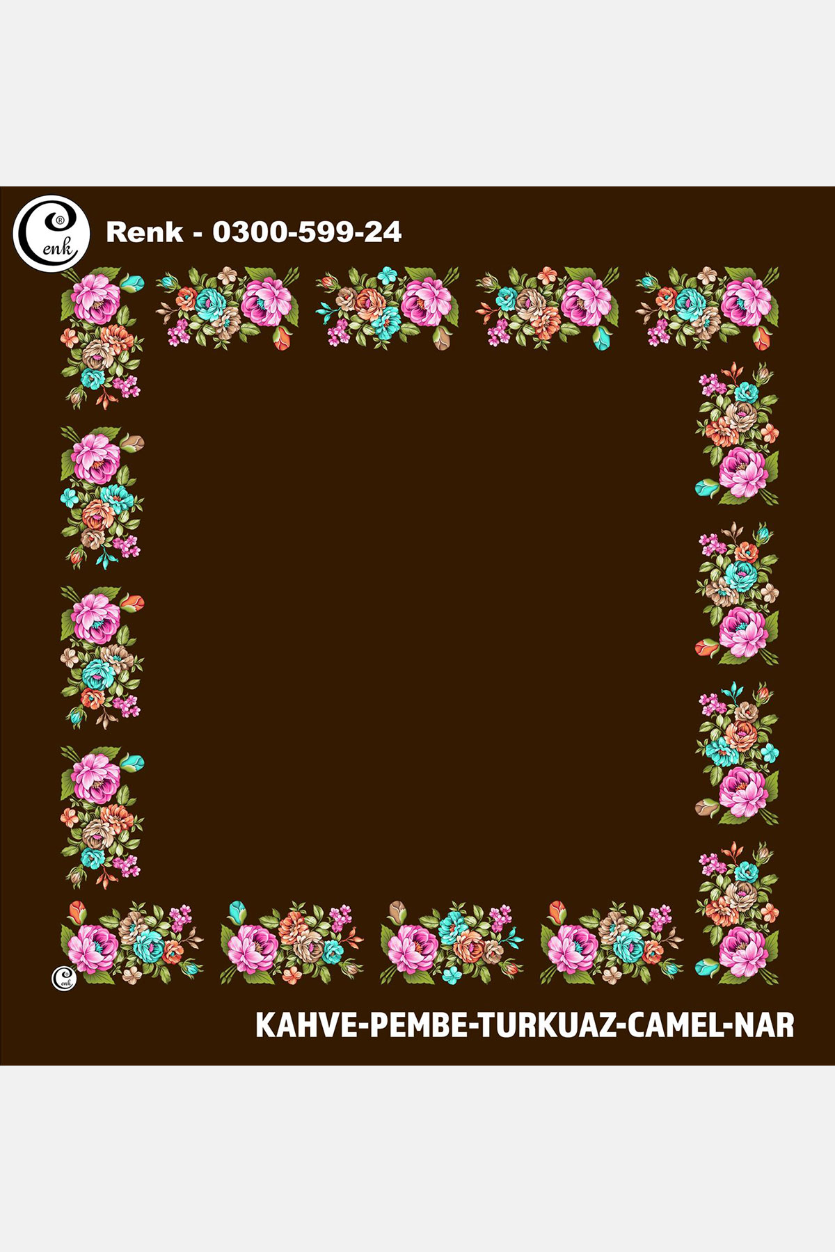 Cenk Kadın İçi Boş Yazma Baskılı İthal Desen 599 100x100cm - Thumbnail