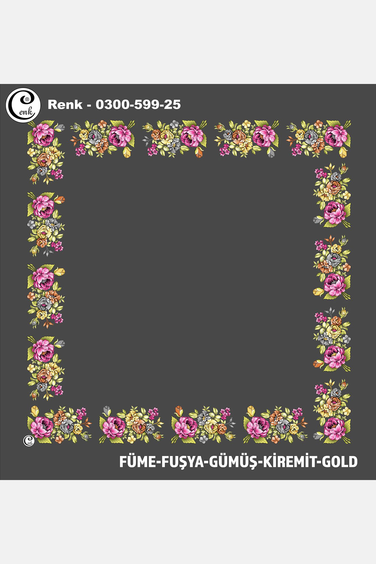 Cenk Kadın İçi Boş Yazma Baskılı İthal Desen 599 100x100cm - Thumbnail