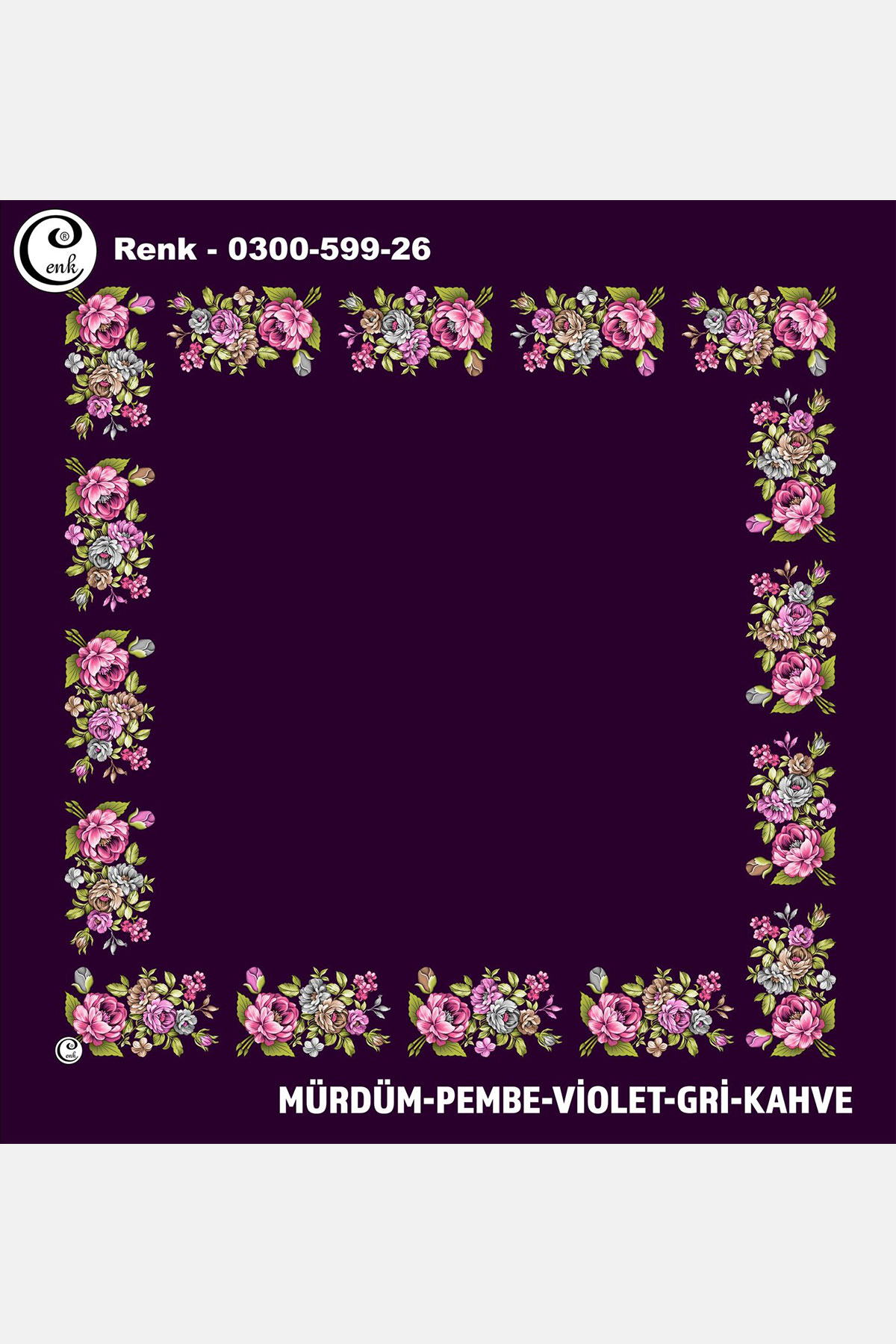 Cenk Kadın İçi Boş Yazma Baskılı İthal Desen 599 100x100cm - Thumbnail