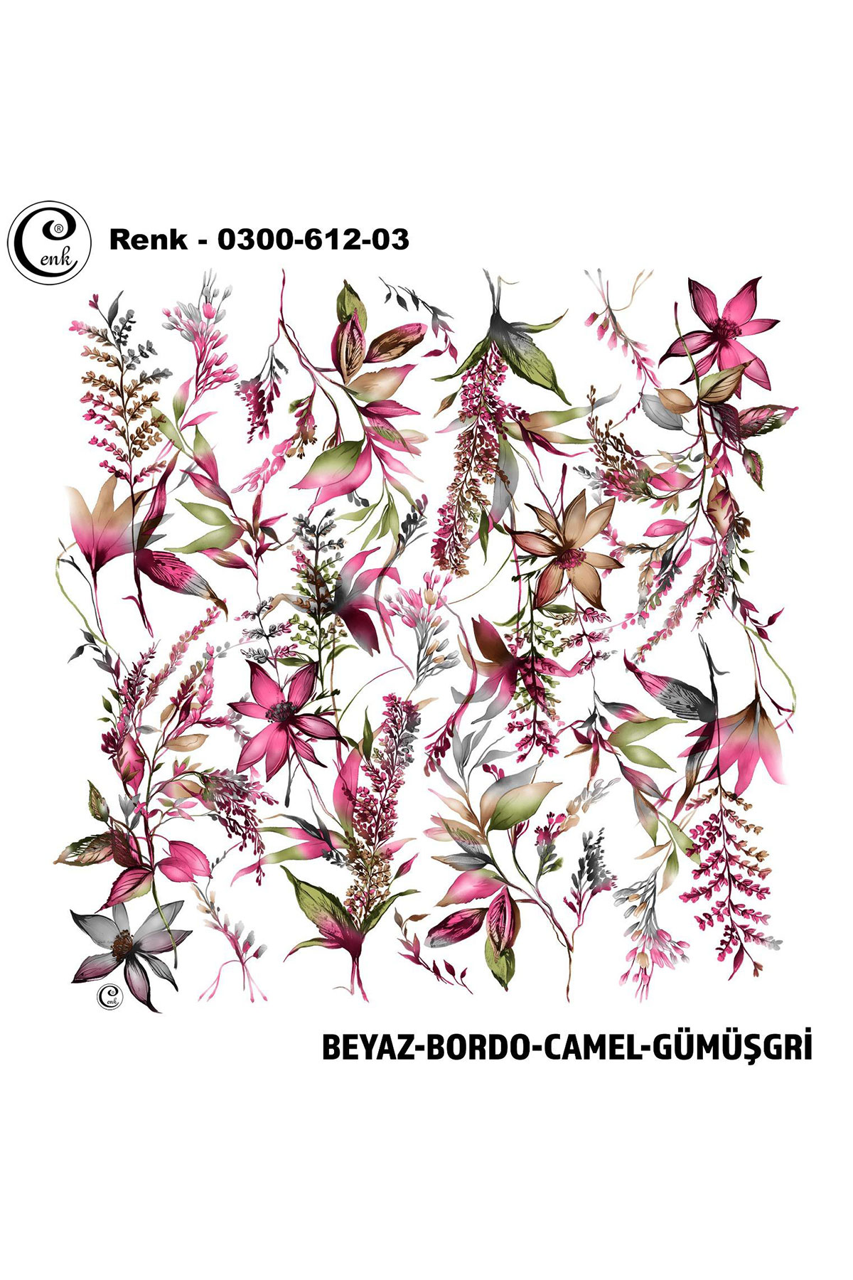 Cenk Kadın Yazma Baskılı İthal Desen 612 100x100cm - Thumbnail