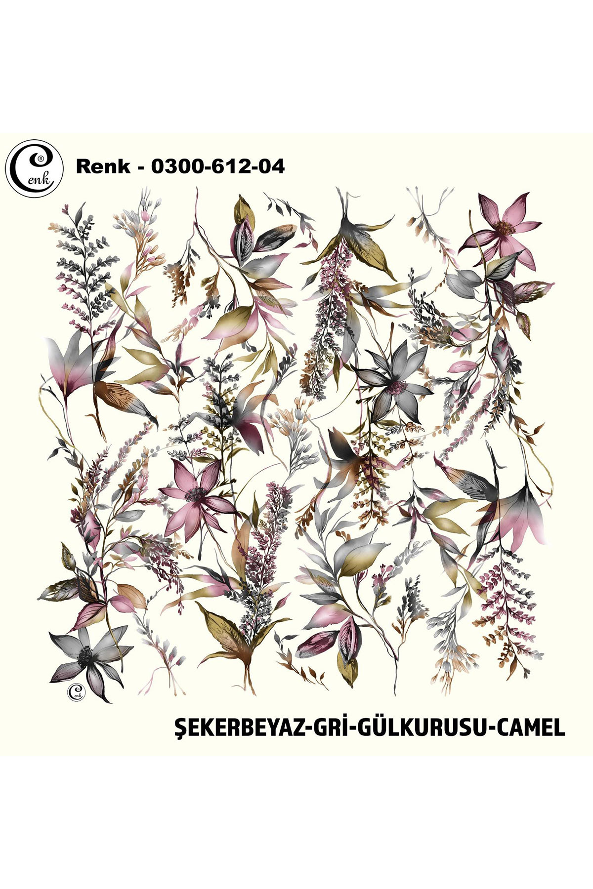 Cenk Kadın Yazma Baskılı İthal Desen 612 100x100cm - Thumbnail