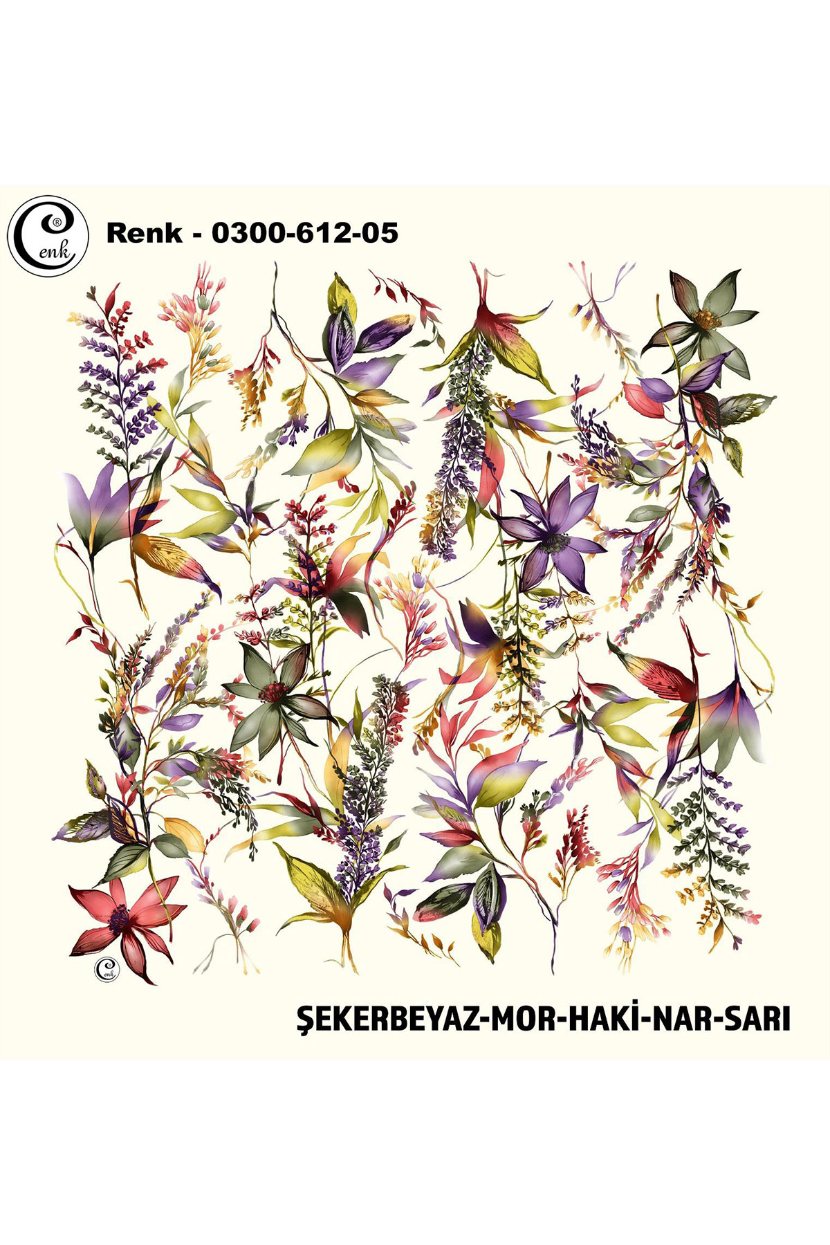 Cenk Kadın Yazma Baskılı İthal Desen 612 100x100cm - Thumbnail