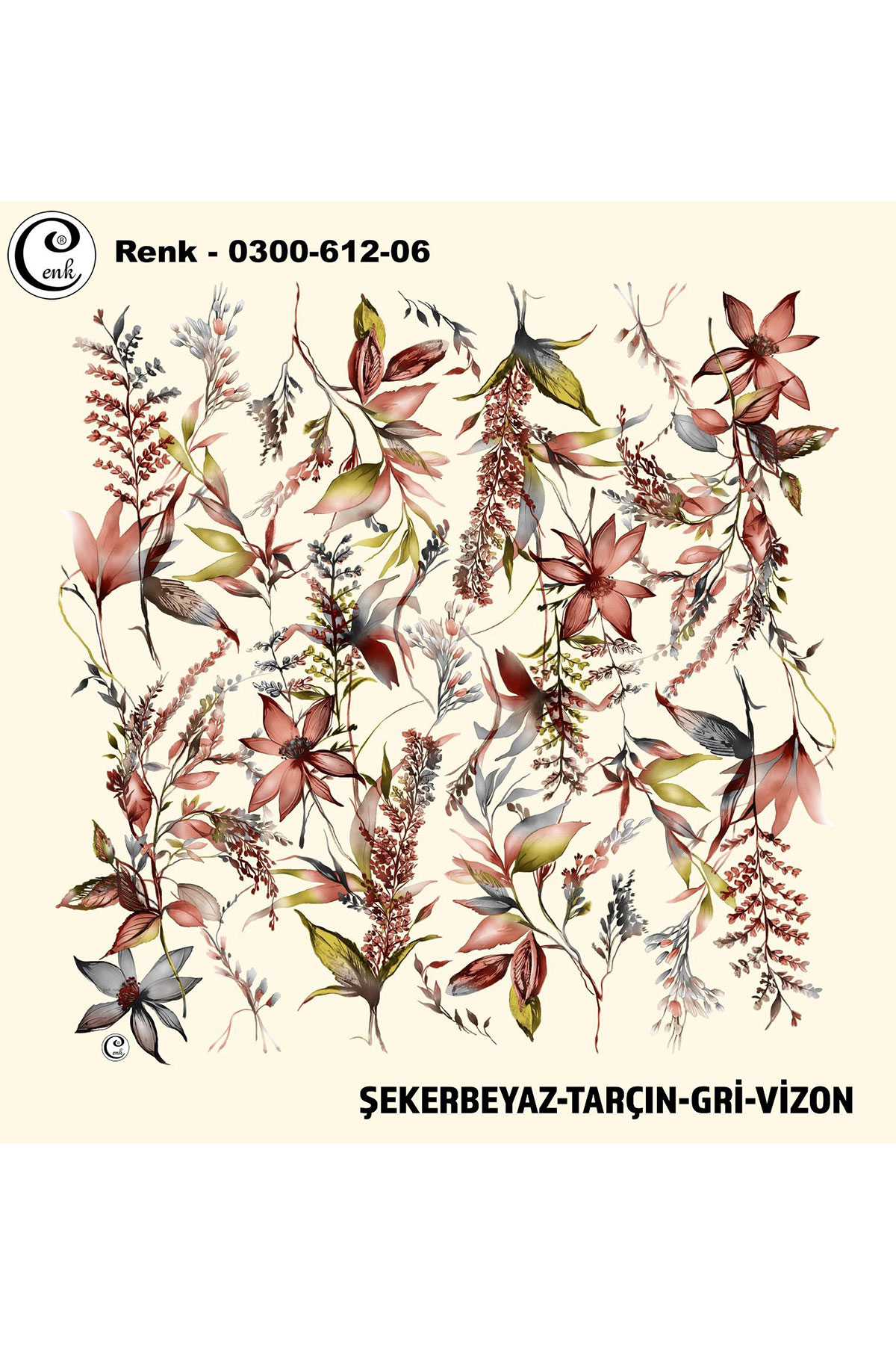 Cenk Kadın Yazma Baskılı İthal Desen 612 100x100cm - Thumbnail