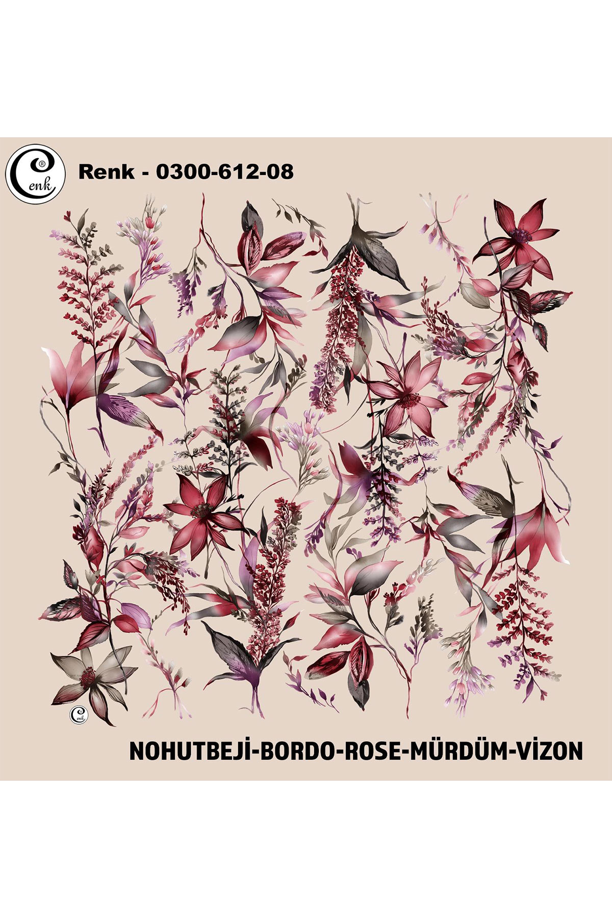 Cenk Kadın Yazma Baskılı İthal Desen 612 100x100cm - Thumbnail