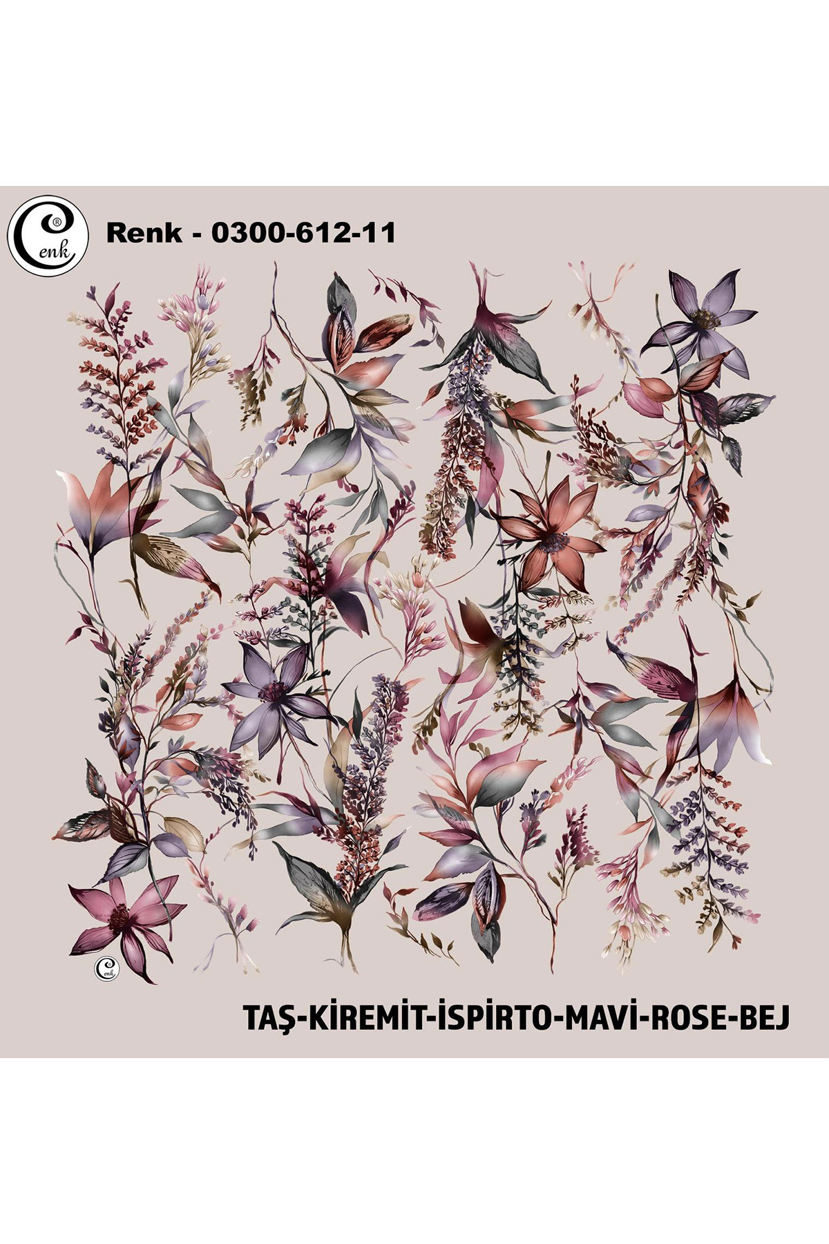 Cenk Kadın Yazma Baskılı İthal Desen 612 100x100cm - Thumbnail