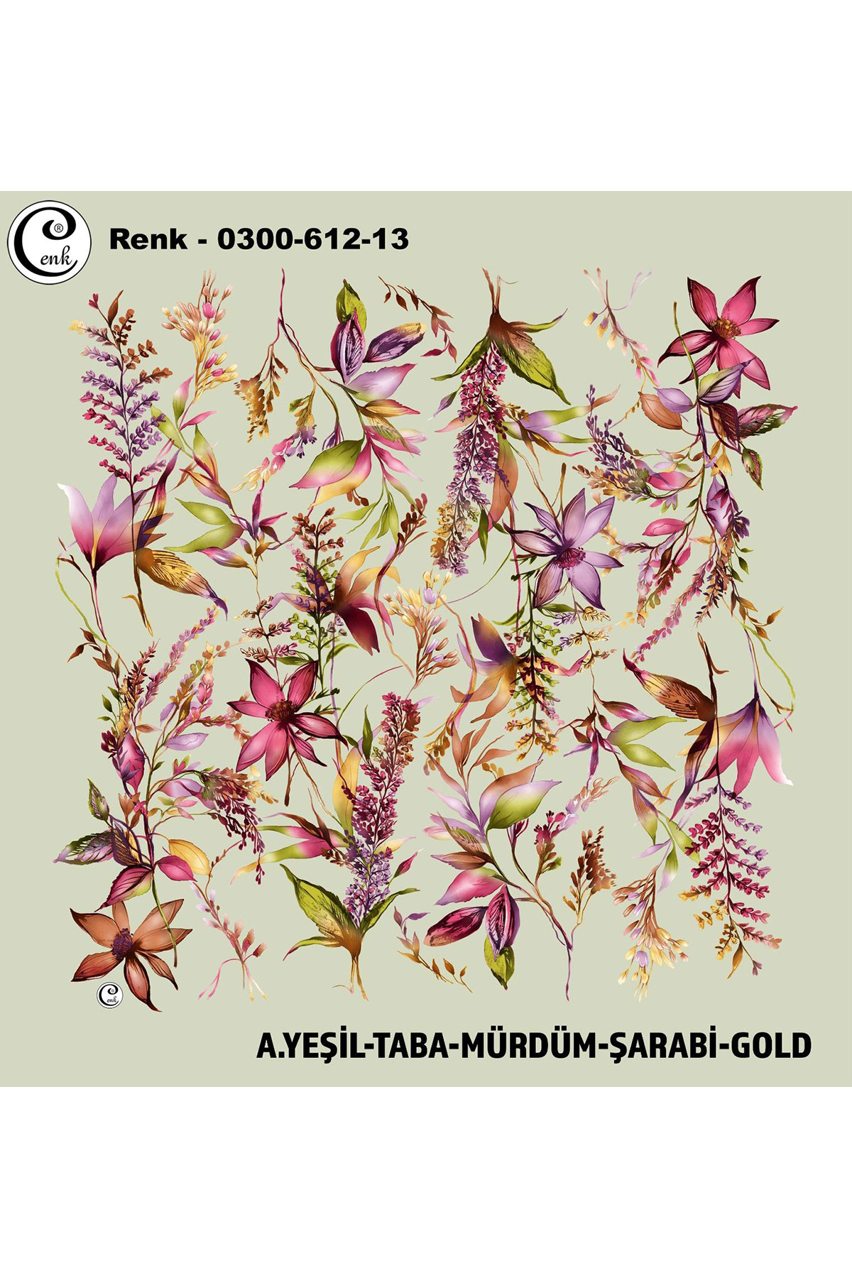 Cenk Kadın Yazma Baskılı İthal Desen 612 100x100cm - Thumbnail