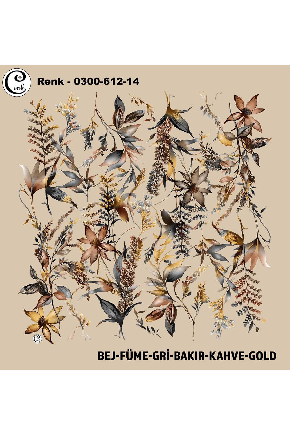 Cenk Kadın Yazma Baskılı İthal Desen 612 100x100cm - Thumbnail