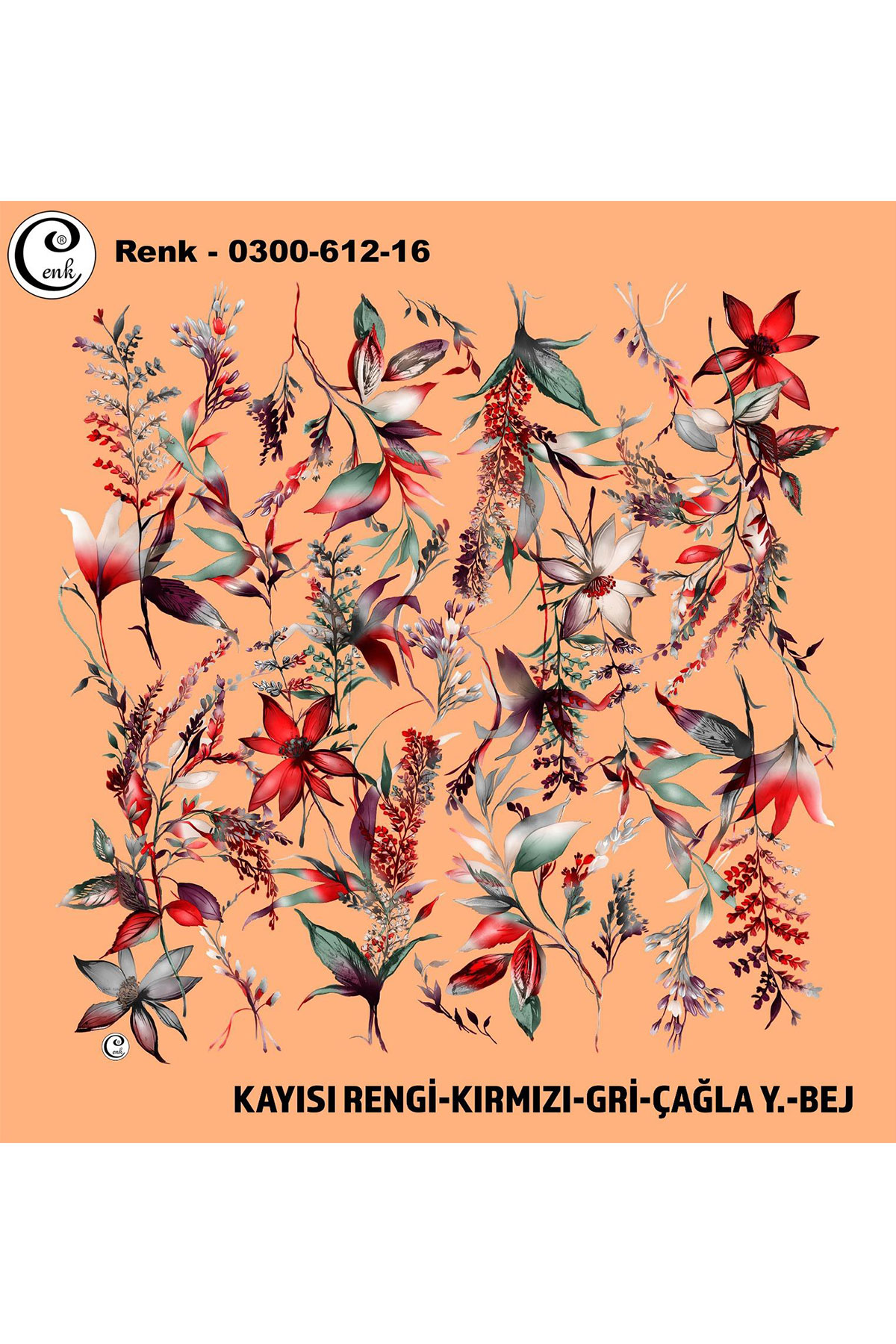 Cenk Kadın Yazma Baskılı İthal Desen 612 100x100cm - Thumbnail