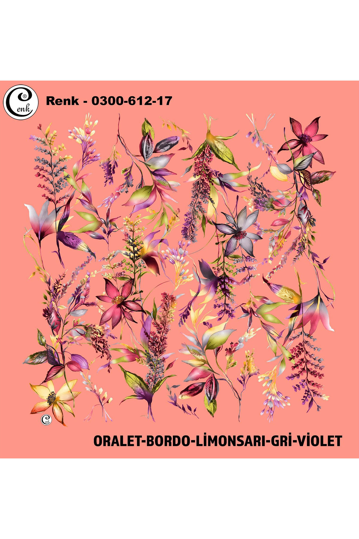 Cenk Kadın Yazma Baskılı İthal Desen 612 100x100cm - Thumbnail