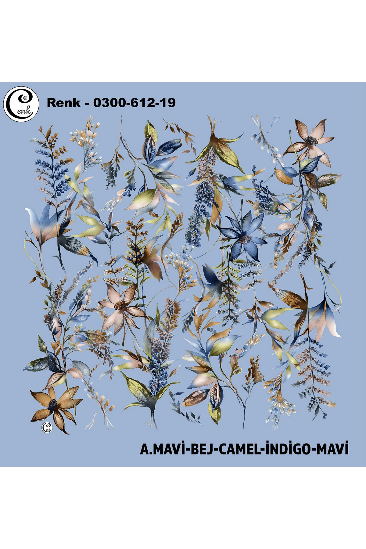 Cenk Kadın Yazma Baskılı İthal Desen 612 100x100cm - Thumbnail