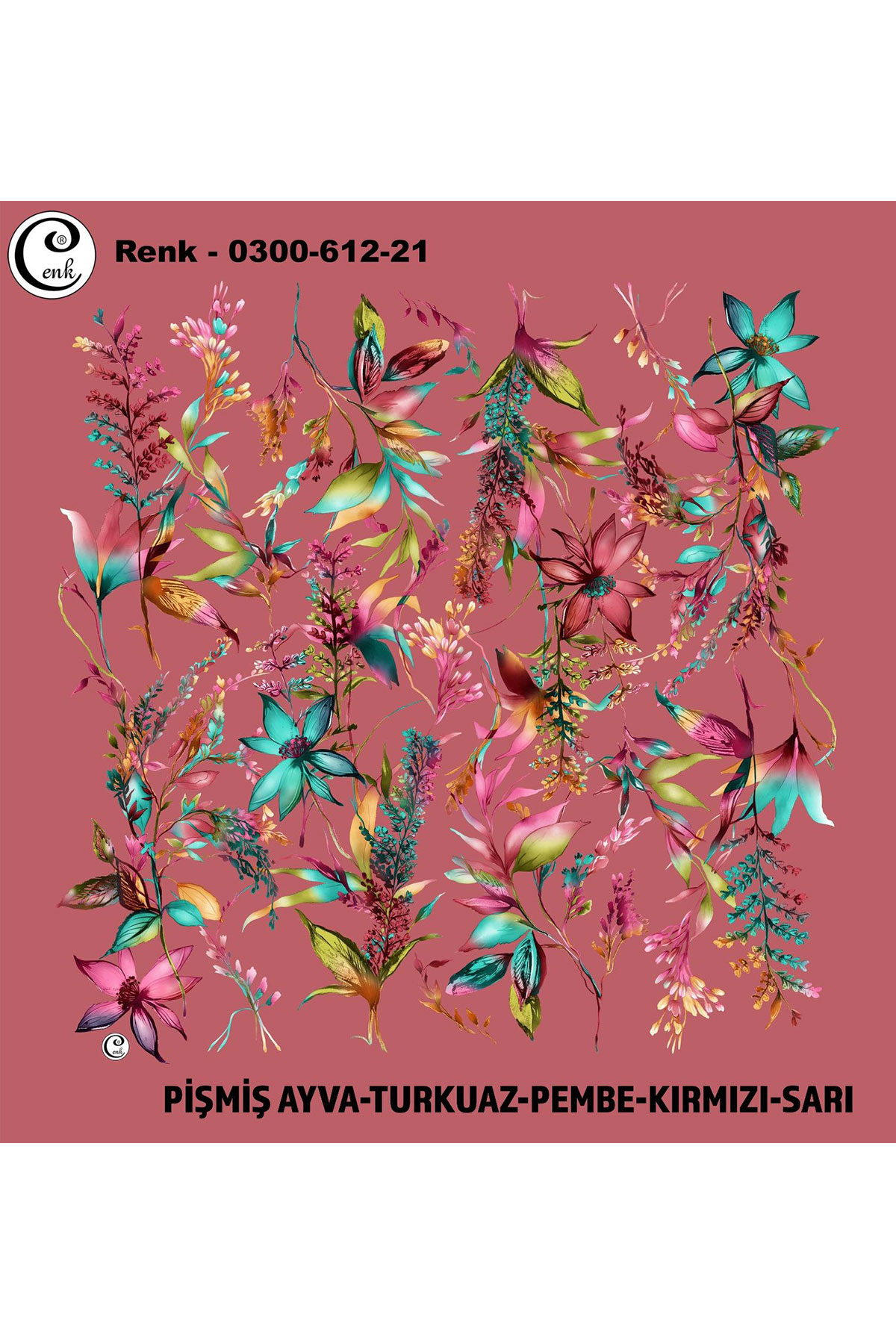 Cenk Kadın Yazma Baskılı İthal Desen 612 100x100cm - Thumbnail