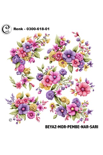 CENK YAZMA - Cenk Kadın Yazma Baskılı İthal Desen 618 100x100cm