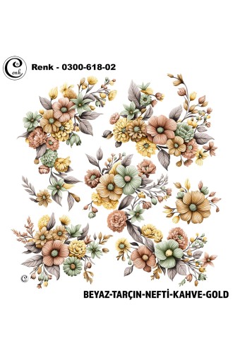 CENK YAZMA - Cenk Kadın Yazma Baskılı İthal Desen 618 100x100cm (1)