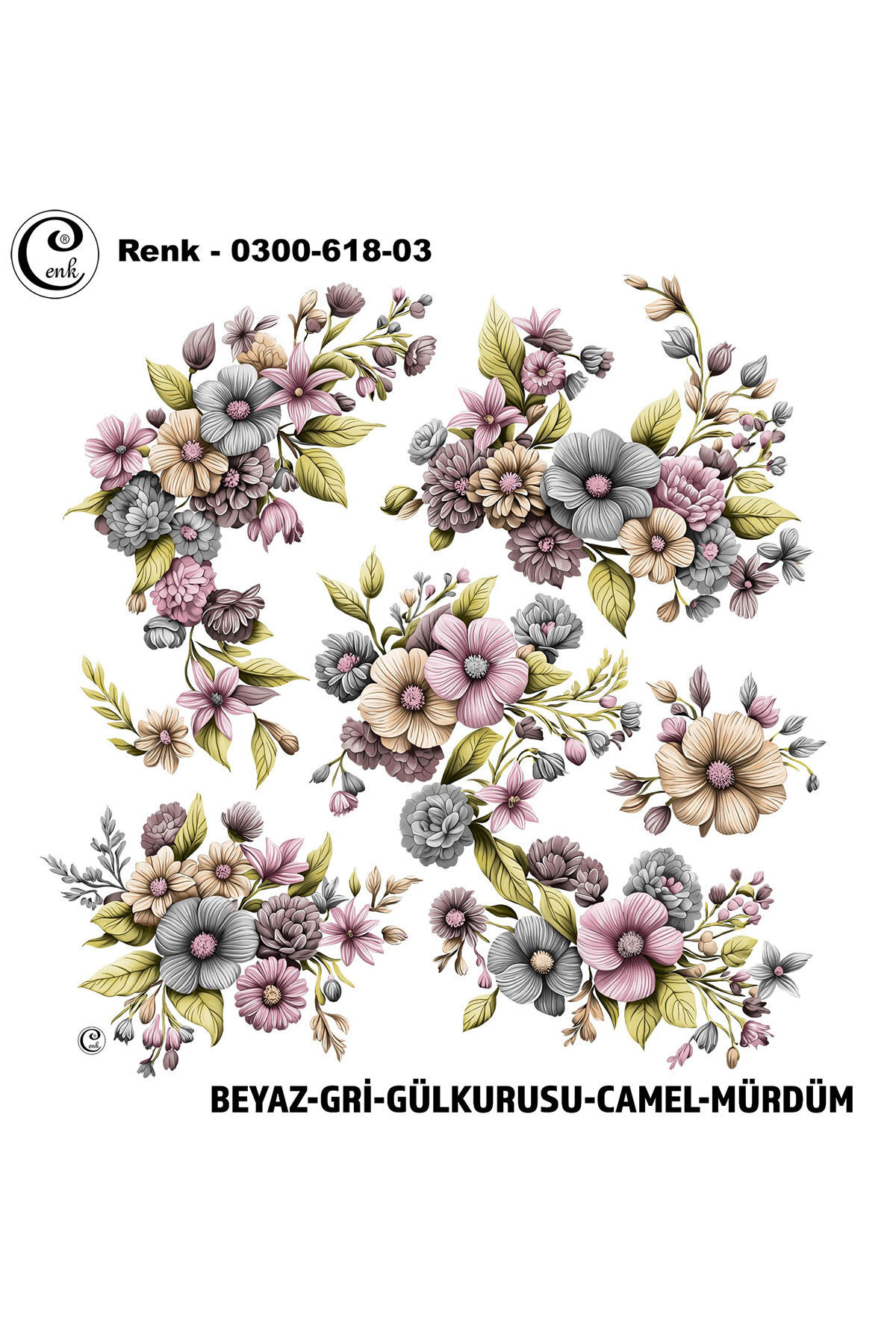 Cenk Kadın Yazma Baskılı İthal Desen 618 100x100cm - Thumbnail