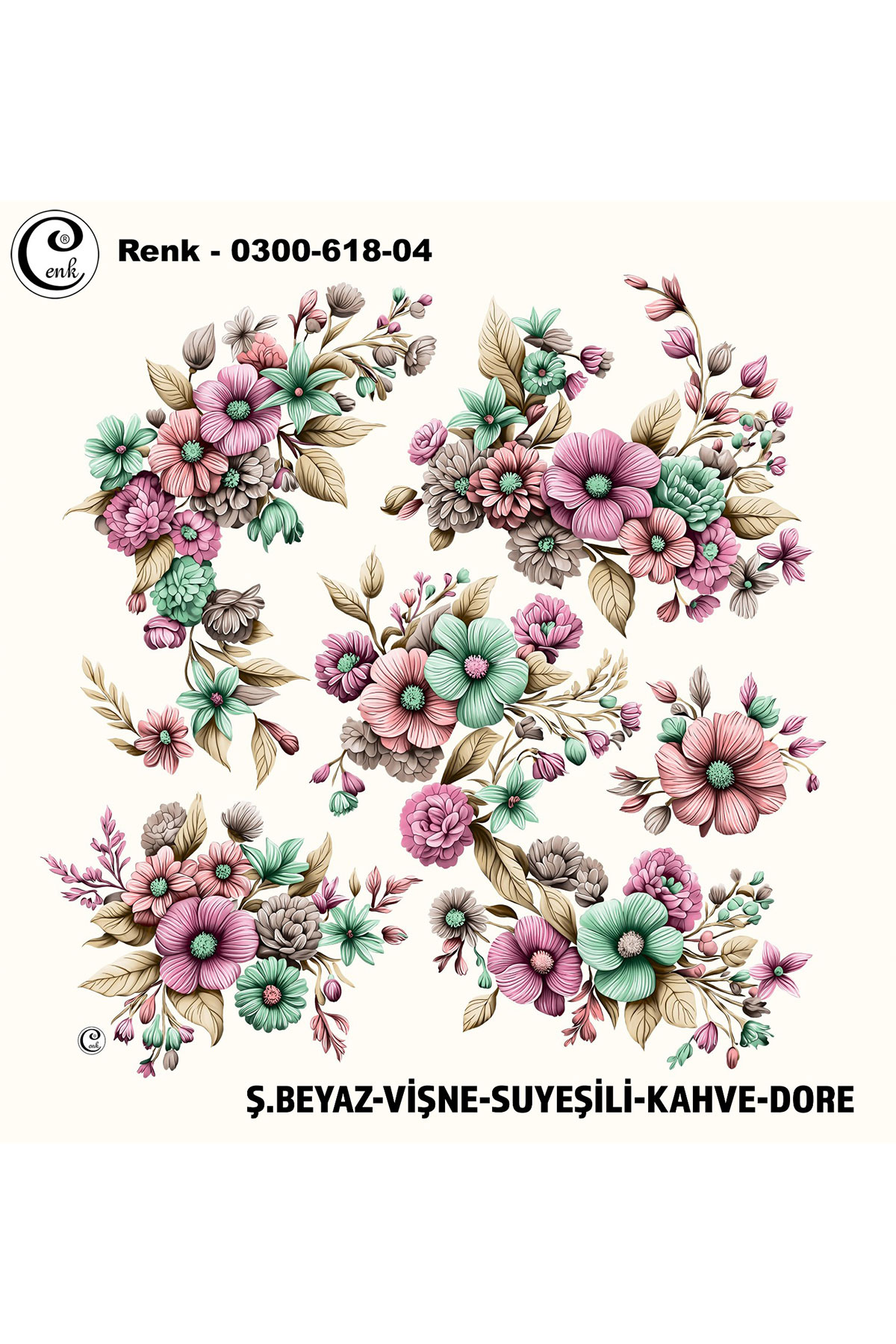 Cenk Kadın Yazma Baskılı İthal Desen 618 100x100cm - Thumbnail