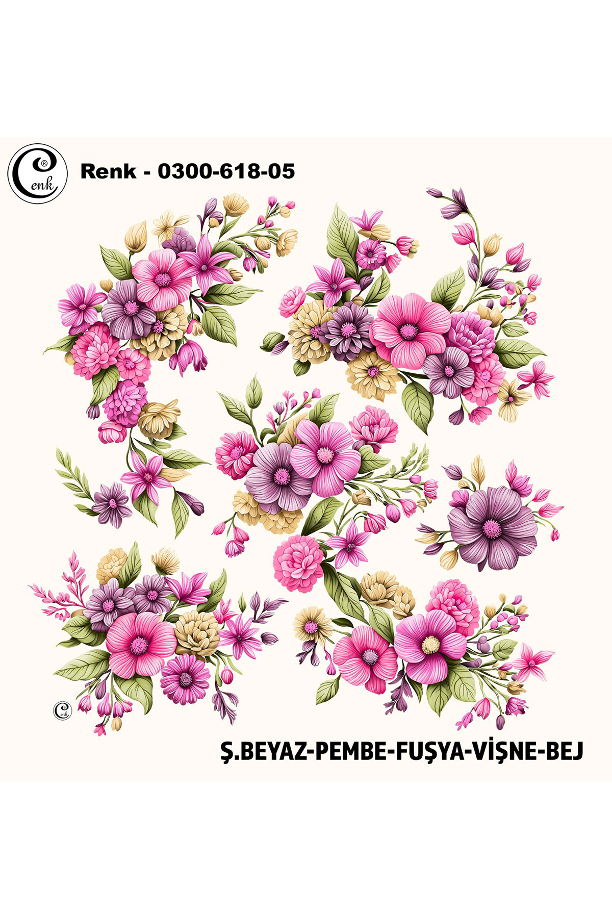 Cenk Kadın Yazma Baskılı İthal Desen 618 100x100cm - Thumbnail