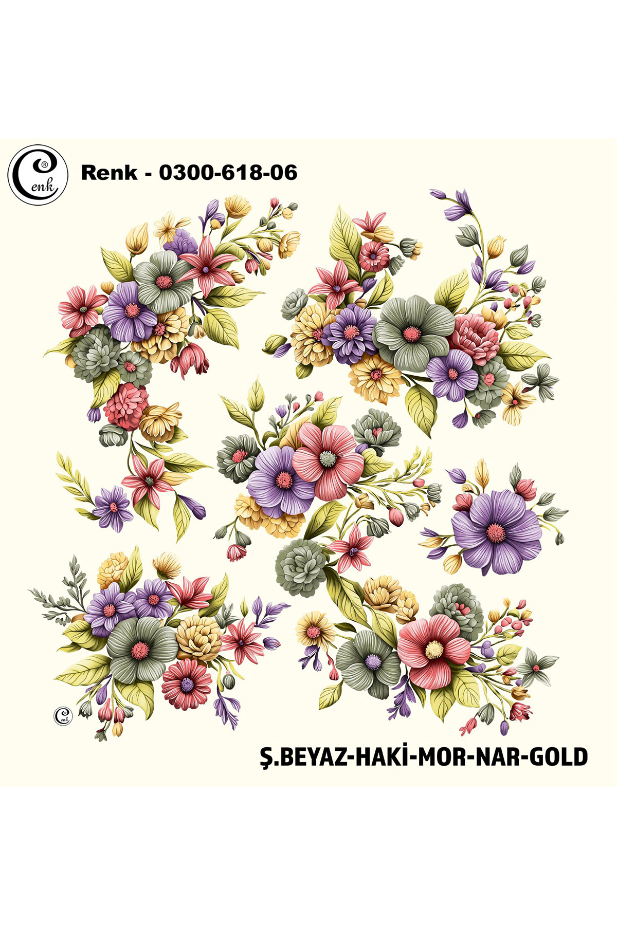 Cenk Kadın Yazma Baskılı İthal Desen 618 100x100cm - Thumbnail