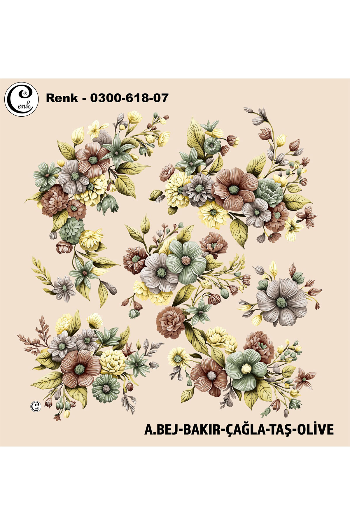 Cenk Kadın Yazma Baskılı İthal Desen 618 100x100cm - Thumbnail