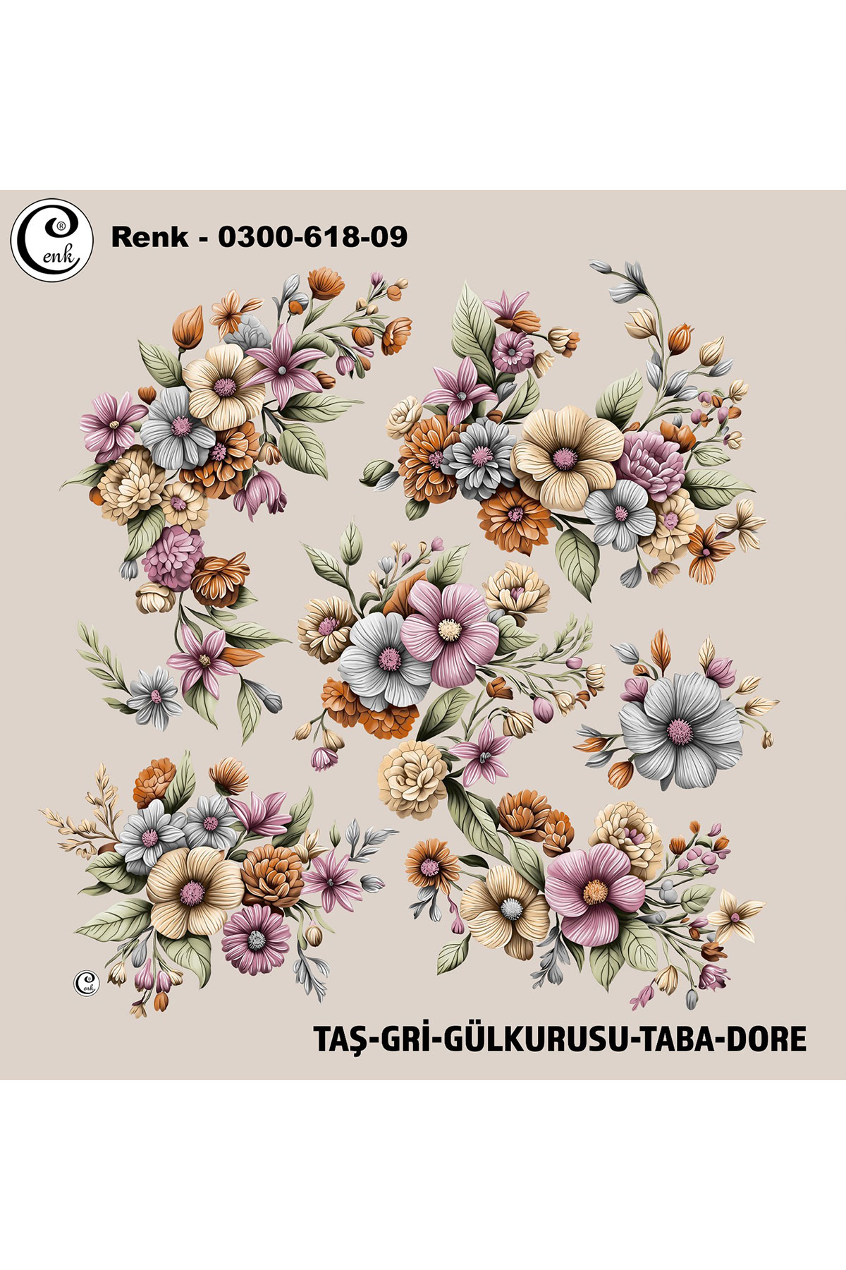 Cenk Kadın Yazma Baskılı İthal Desen 618 100x100cm - Thumbnail